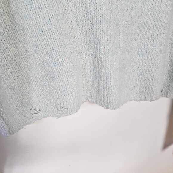 Wildfox Star Girl Ace Sweater M Blue White Distressed V-Neck - Picture 4 of 8